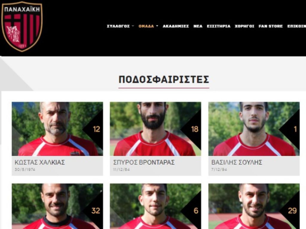 Το ρόστερ της Παναχαϊκής