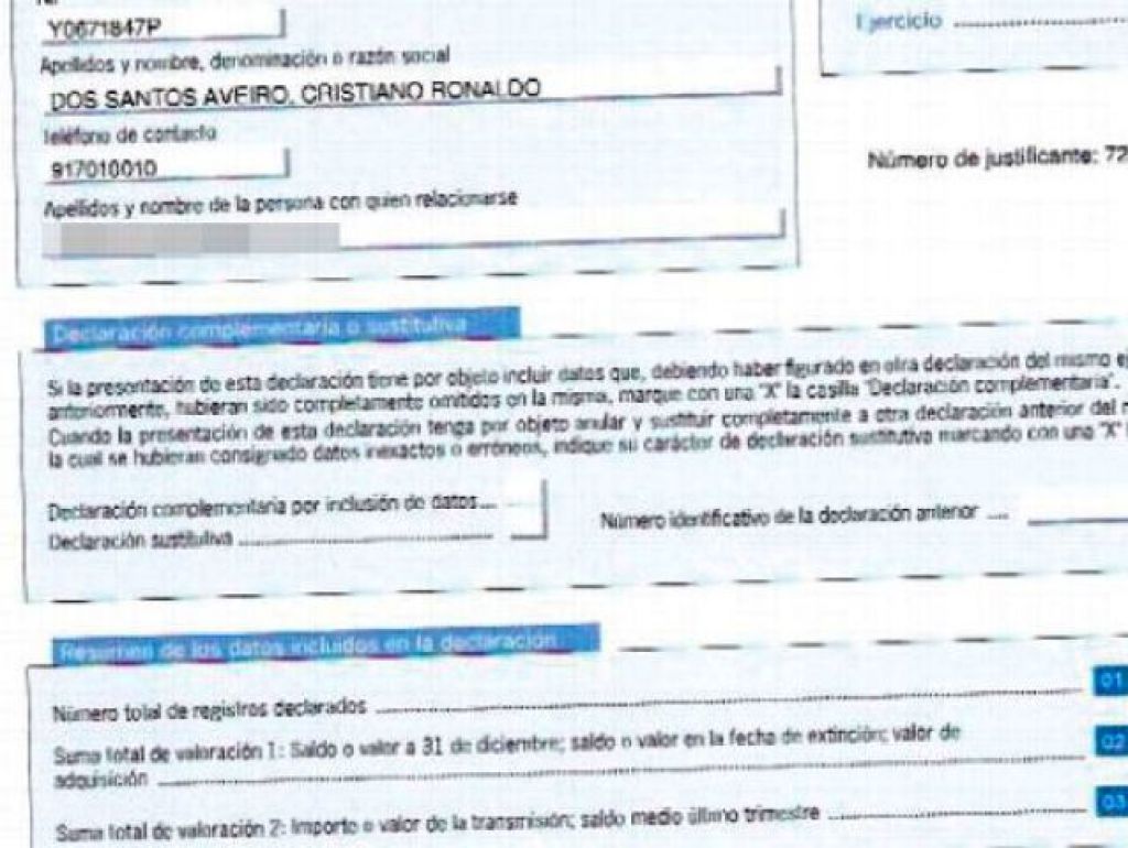Ο Ρονάλντο αποκάλυψε τη φορολογική του δήλωση