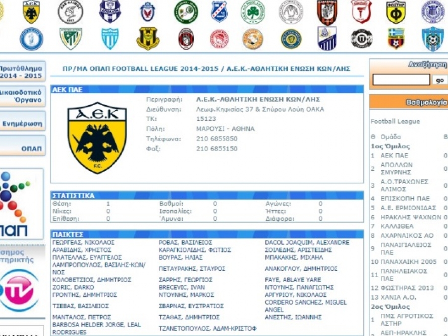 Football League με… ρόστερ!